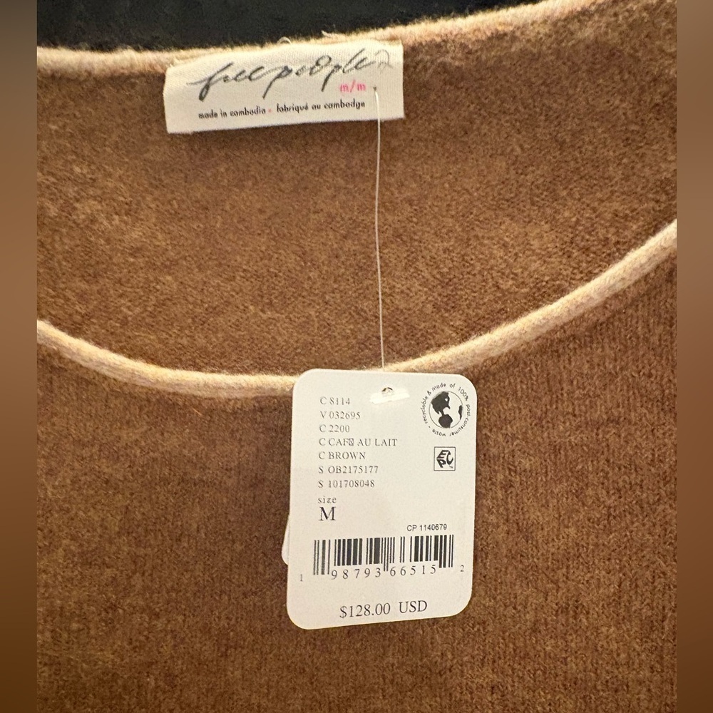 Free People See Me SoftSpun Pullover Medium Color: Cafe Au Lait NWT - Picture 4 of 6